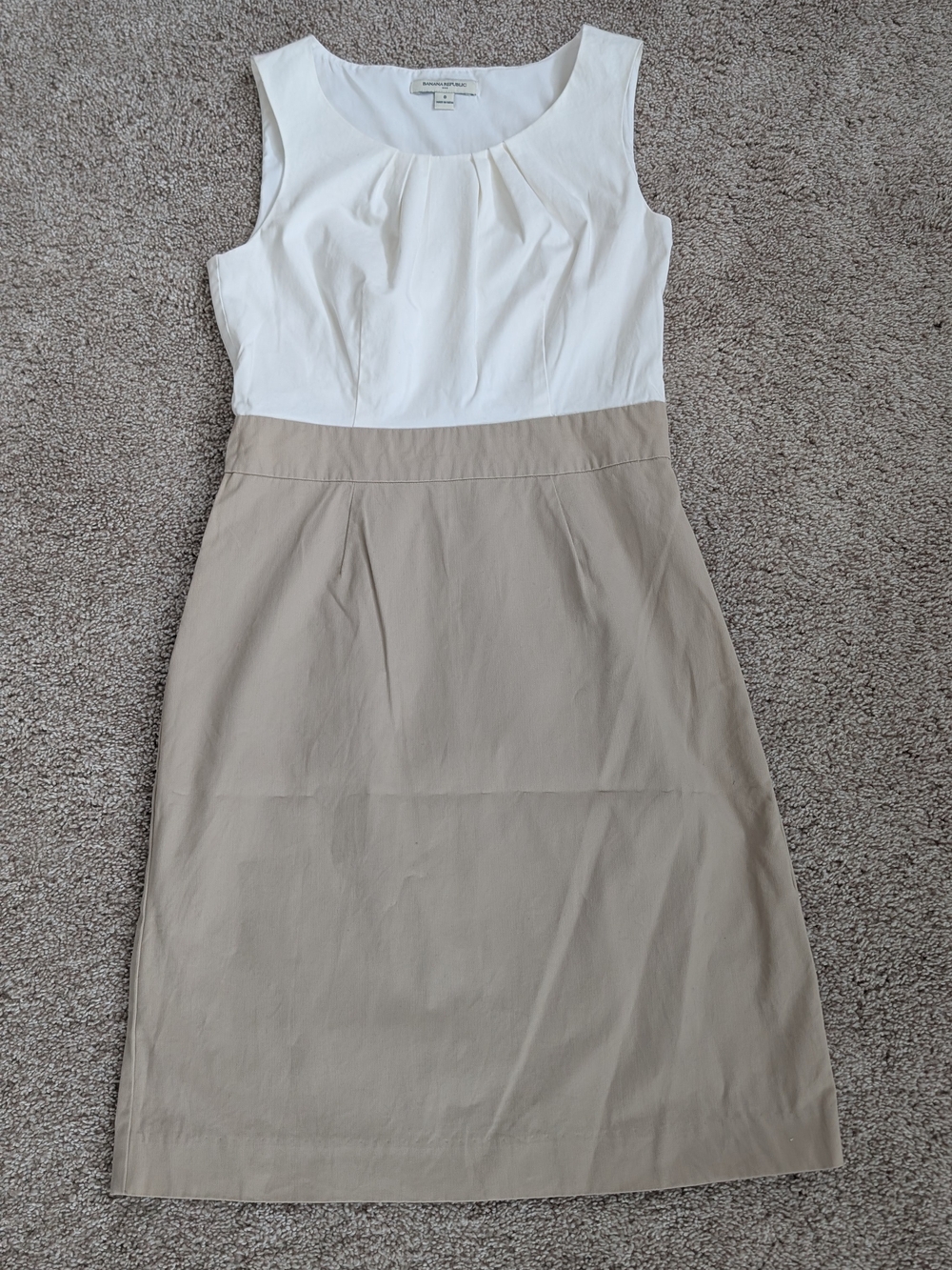 Banana Republic White and Beige Sleeveless Sheath Dress